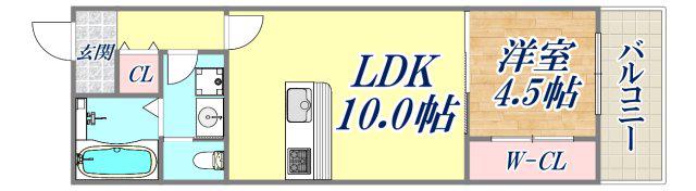 ソリティア西宮(1LDK/1階)の間取り写真