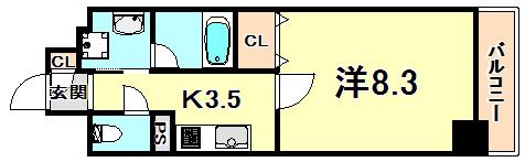 リアライズ神戸長田(1K/5階)の間取り写真