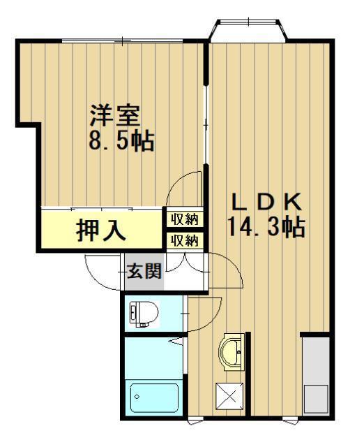 D&Dハウス川先(1LDK/1階)の間取り写真