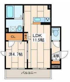 RUWEルーヴェ(1LDK/1階)の間取り写真