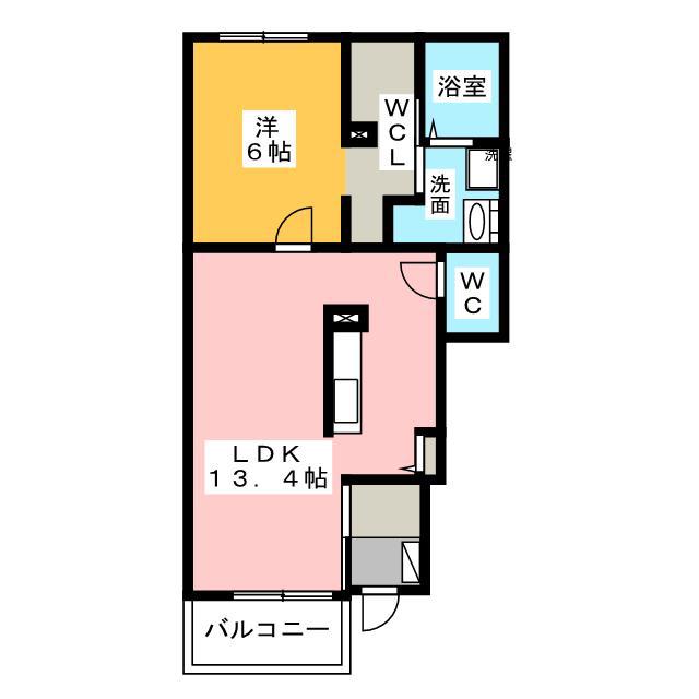 ブリッジハウス(1LDK/1階)の間取り写真