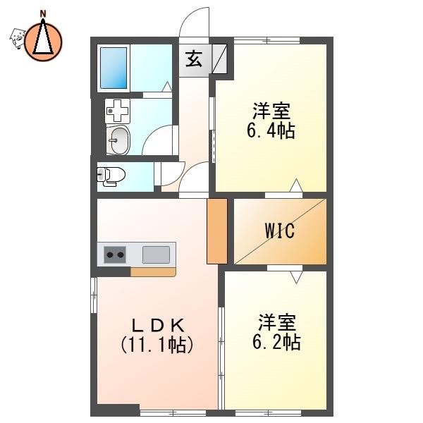 ベルティルミナス(2LDK/2階)の間取り写真