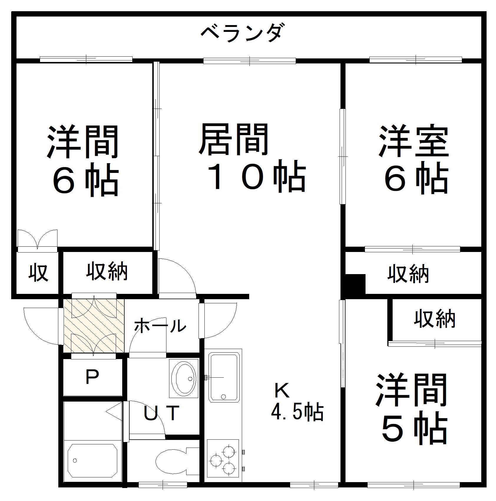 メイプルタウン楓 2号棟(3LDK/1階)の間取り写真