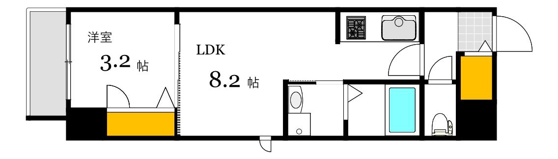 メイクス京橋川(1LDK/6階)の間取り写真