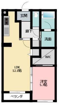 BELL TREE初生(1LDK/2階)の間取り写真