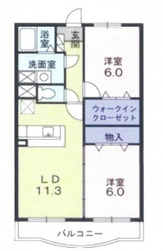 グレンツェント(2LDK/2階)の間取り写真