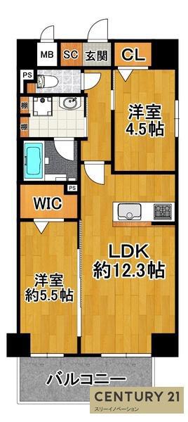 DAWN RESIDENCE SANGENYAHIGASI(1SLDK/8階)の間取り写真