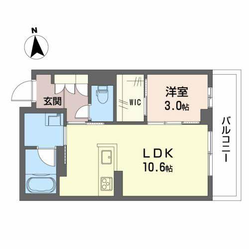 ルミエール ベレオ茶屋町(1LDK/2階)の間取り写真