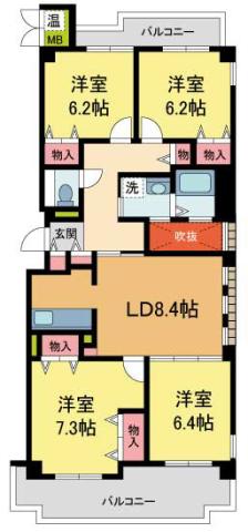 ドムスカトレ(4LDK/2階)の間取り写真