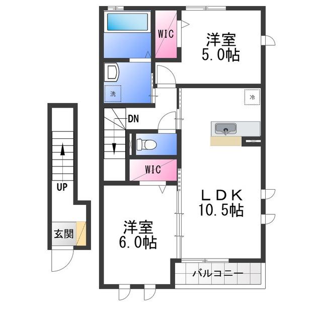 COCO・マルシェ(2LDK/2階)の間取り写真