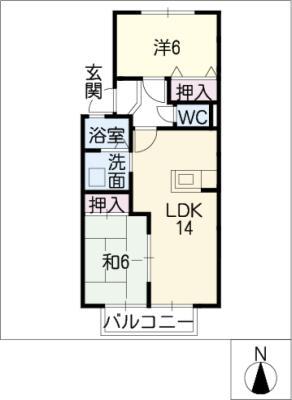 リトルレイク(2LDK/2階)の間取り写真