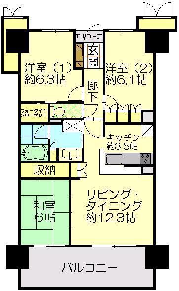 サーパス秋田駅前(3LDK/8階)の間取り写真