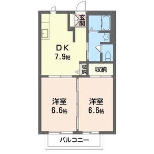 シュヴァルトロア F(2DK/1階)の間取り写真