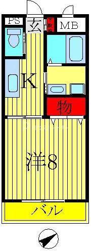 フォアサイトYUKI(1K/1階)の間取り写真