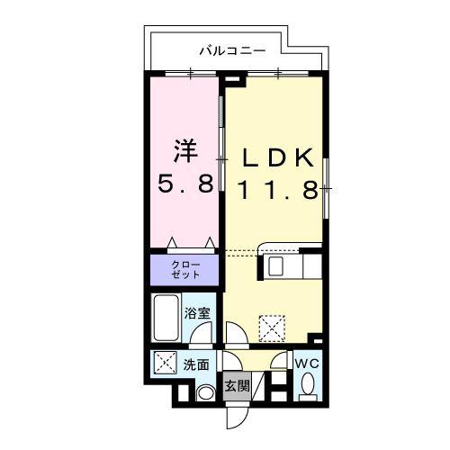 エフ・アクアレル(1LDK/2階)の間取り写真