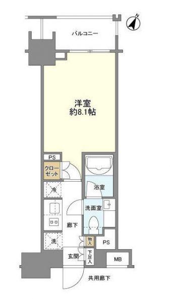 クレヴィア新宿若松町(1K/5階)の間取り写真