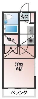 ジュネパレス越谷第19(1K/2階)の間取り写真