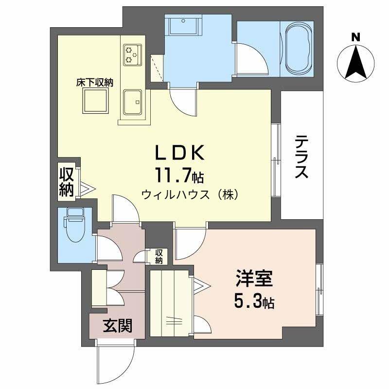グランノーブル(1LDK/1階)の間取り写真