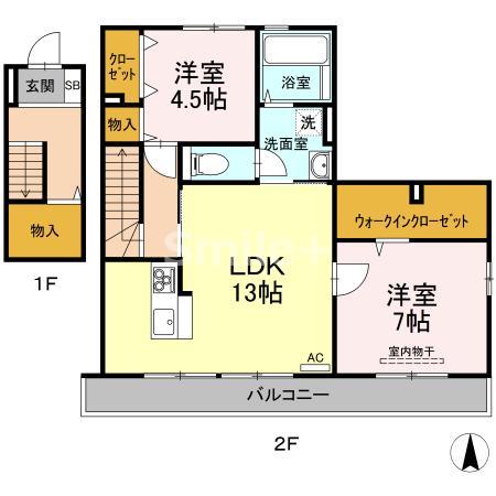 サマー フォレスト(2LDK/2階)の間取り写真
