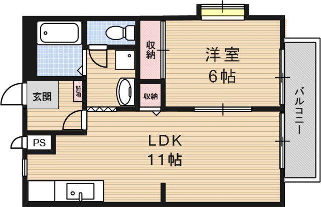 フォリア壱番館(1LDK/1階)の間取り写真