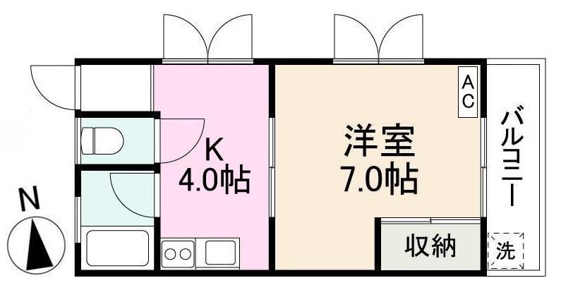 新和マンション(1K/3階)の間取り写真