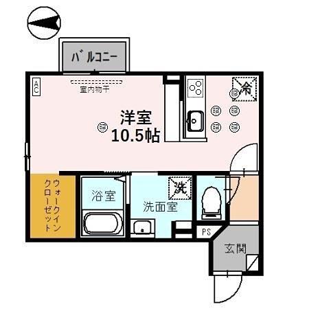 SAKURA(ワンルーム/2階)の間取り写真