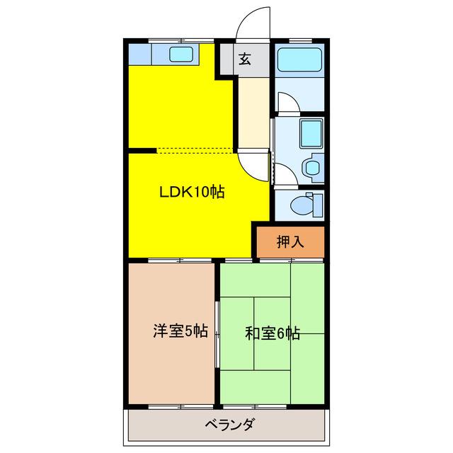 メゾンブランシェヨシダB(2LDK/2階)の間取り写真