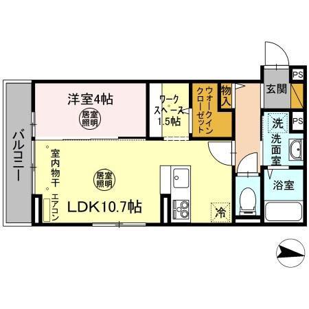 ハルメゾン三の丸(1LDK/2階)の間取り写真