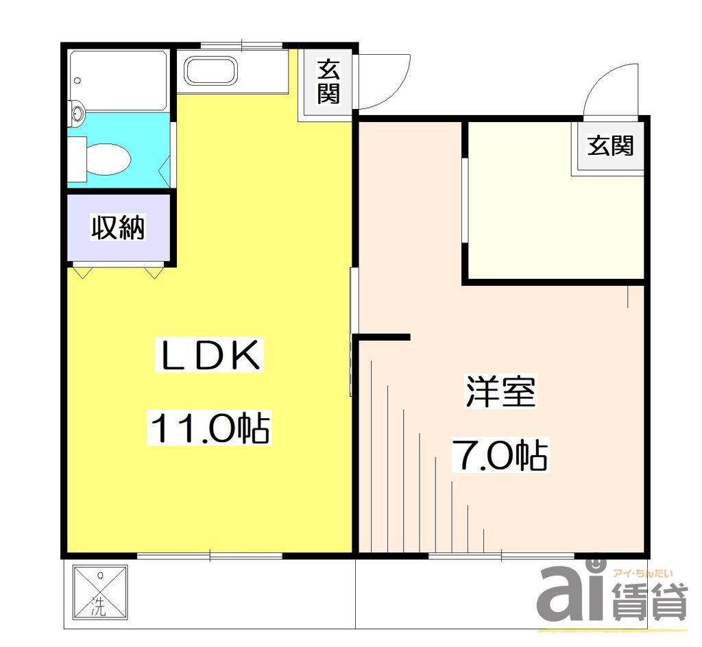 メゾンエクセK(1LDK/1階)の間取り写真