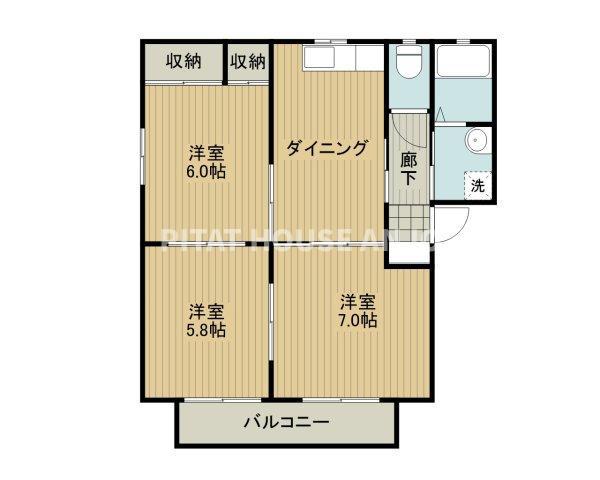 リバーストーンII(2LDK/1階)の間取り写真