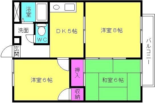 サンワード別府(3DK/3階)の間取り写真