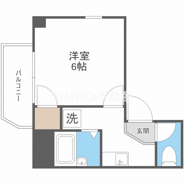 アール南森町(1K/6階)の間取り写真