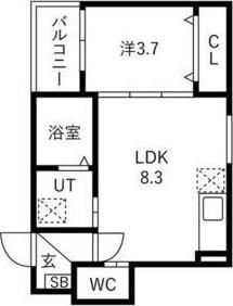 ルアナテラス38(1LDK/1階)の間取り写真