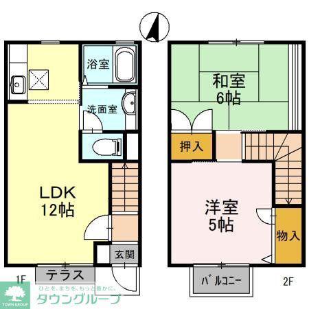 アネックスD棟(2LDK/2階)の間取り写真