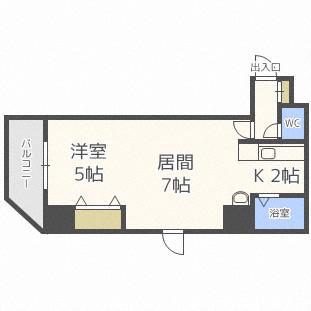 ミラバ澄川(1DK/9階)の間取り写真