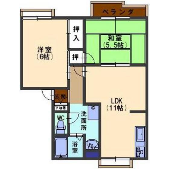エステートI(2LDK/2階)の間取り写真