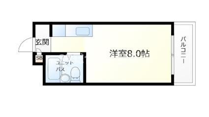 瓢箪山ハイツ(ワンルーム/4階)の間取り写真