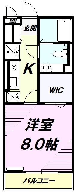 ローテ・ローゼ(1K/2階)の間取り写真