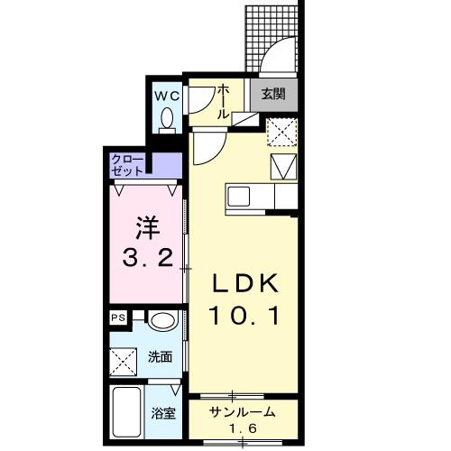 アラモードハウスII(1LDK/1階)の間取り写真