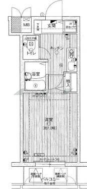 ディナスティ松屋町(1K/7階)の間取り写真