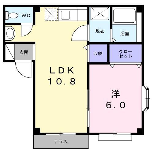 ヴェルドール大樹I(1LDK/1階)の間取り写真