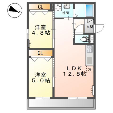 淀川区三津屋南マンション(2LDK/2階)の間取り写真