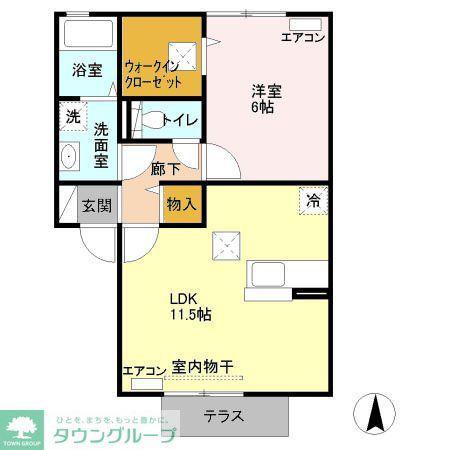 リュミエール(1LDK/1階)の間取り写真