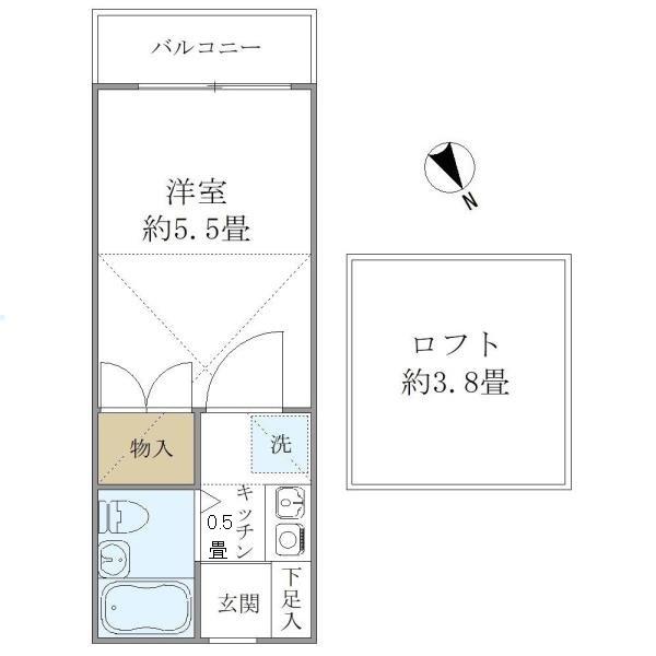 アーデル飛田給(1K/2階)の間取り写真