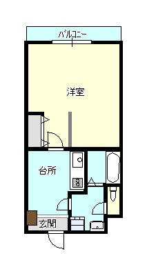 ユゾン平川(1K/2階)の間取り写真