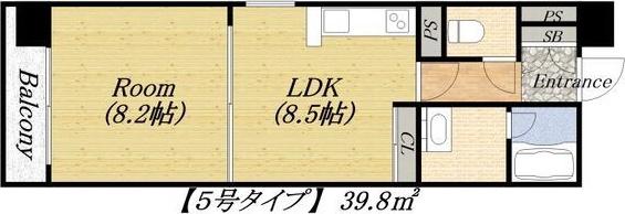 RAINBOW COURT 谷町五(1LDK/11階)の間取り写真