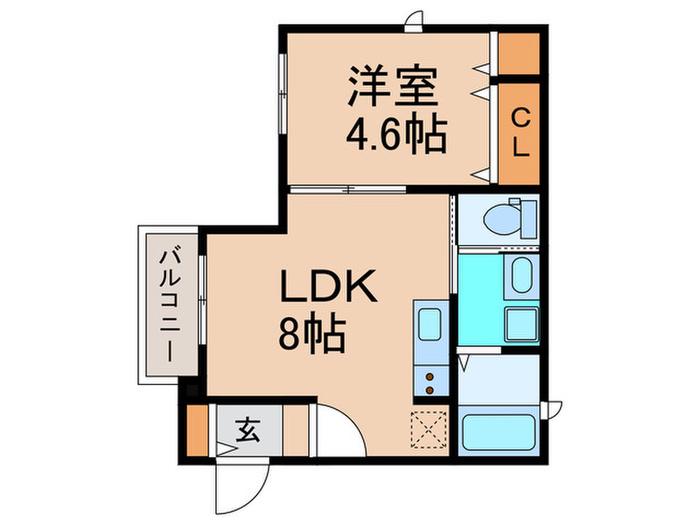 メヌエット奥沢(1LDK/2階)の間取り写真