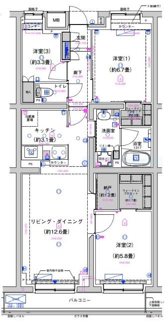 SUSTAINA BRANCHE HONGYOTOKUサステナブラン(3LDK/4階)の間取り写真