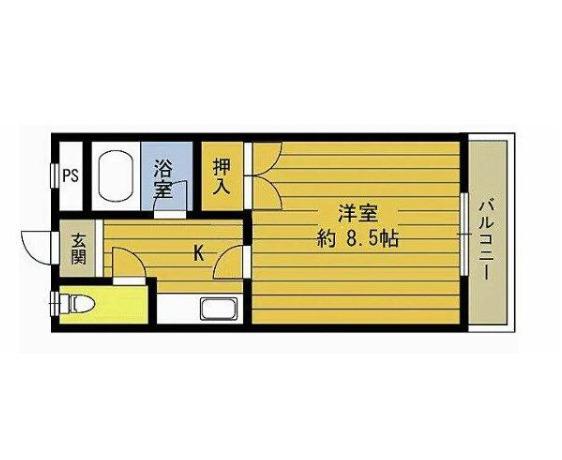 エスペランサ・一木(1K/2階)の間取り写真