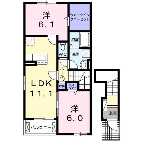 紫陽花・VI(2LDK/2階)の間取り写真